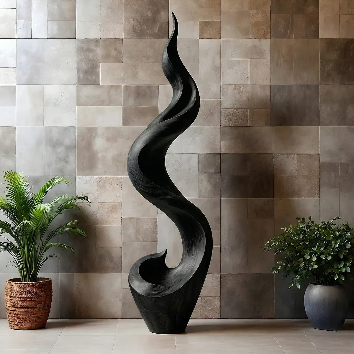 Tall Abstract Wood Sculpture with Flowing Wave Form and Sculpted Vertical Design - ArborisWood - 8
