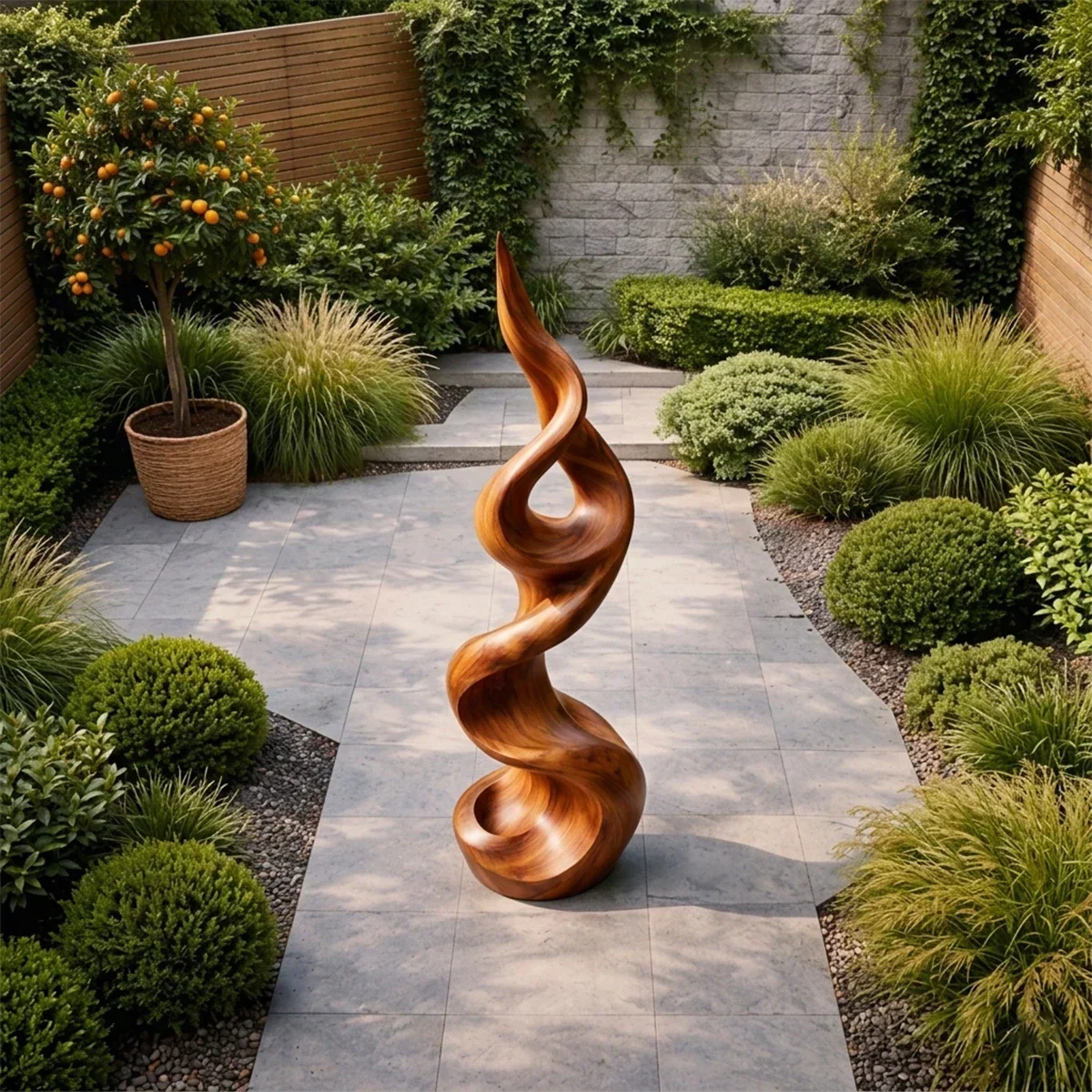 Tall Abstract Wood Sculpture with Twisted Flow Form and Sculpted Hollow Detail - ArborisWood - 5