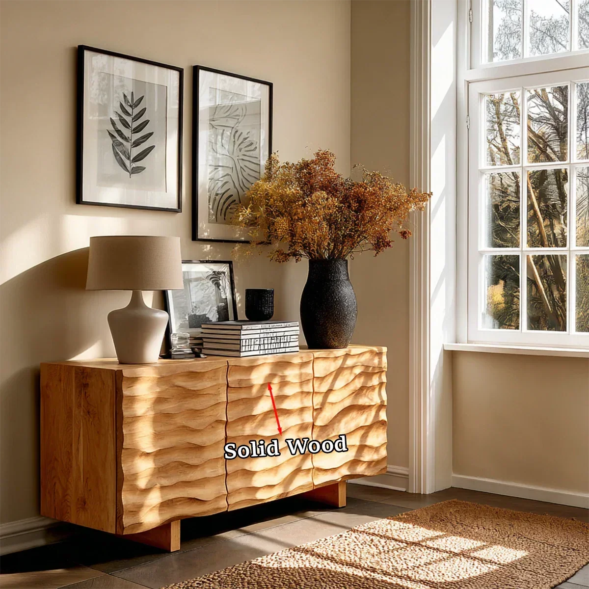 Textured Accent Sideboard in Natural Solid Wood for Contemporary Interiors - ArborisWood - 10