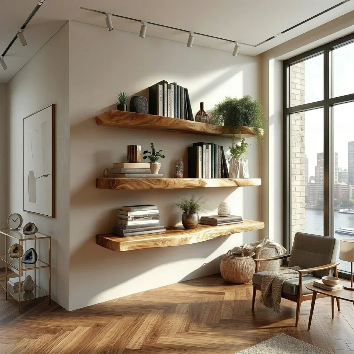 Tiered Floating Shelf Solid Wood Wall Mounted Display Storage Shelf - ArborisWood - 2