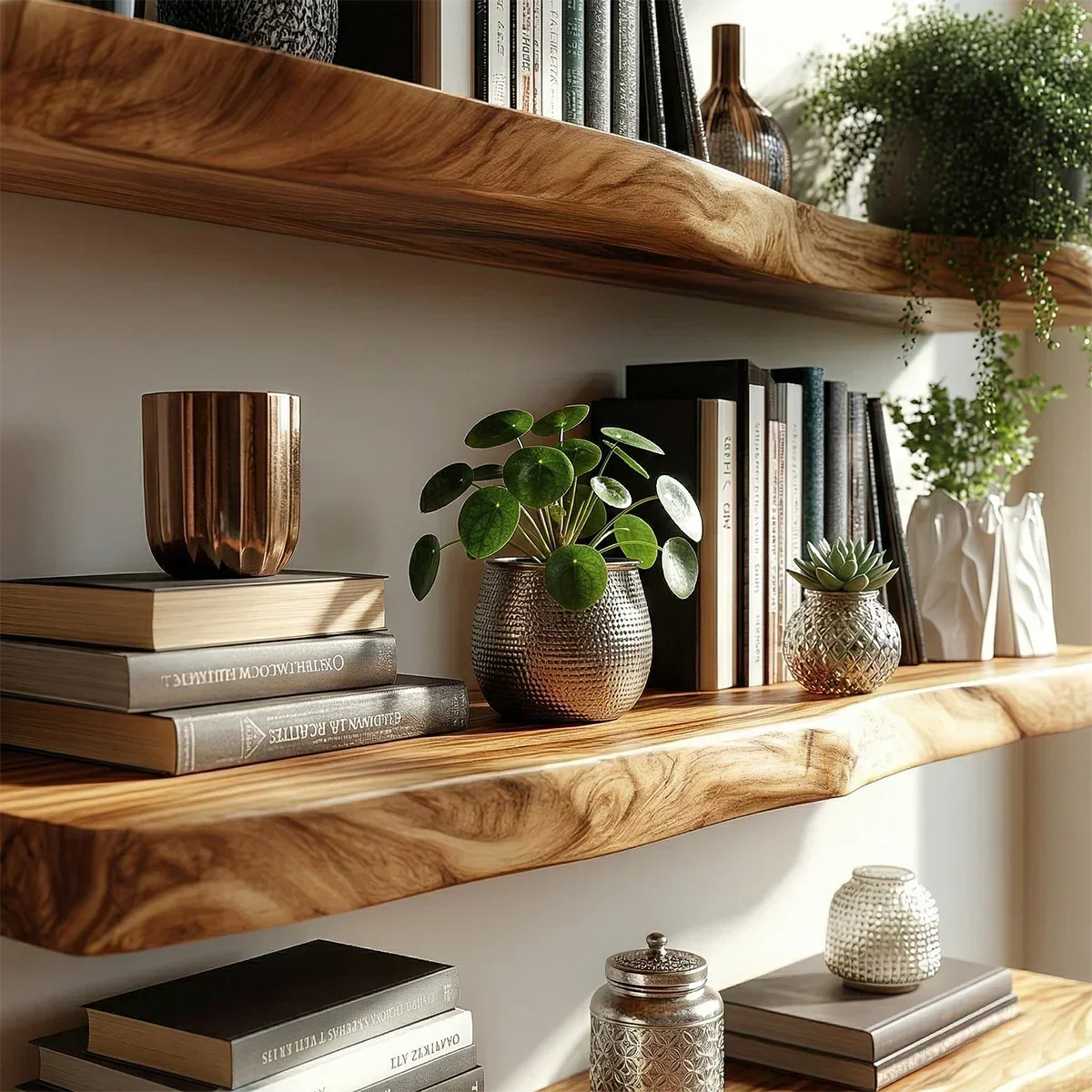 Tiered Floating Shelf Solid Wood Wall Mounted Display Storage Shelf - ArborisWood - 3
