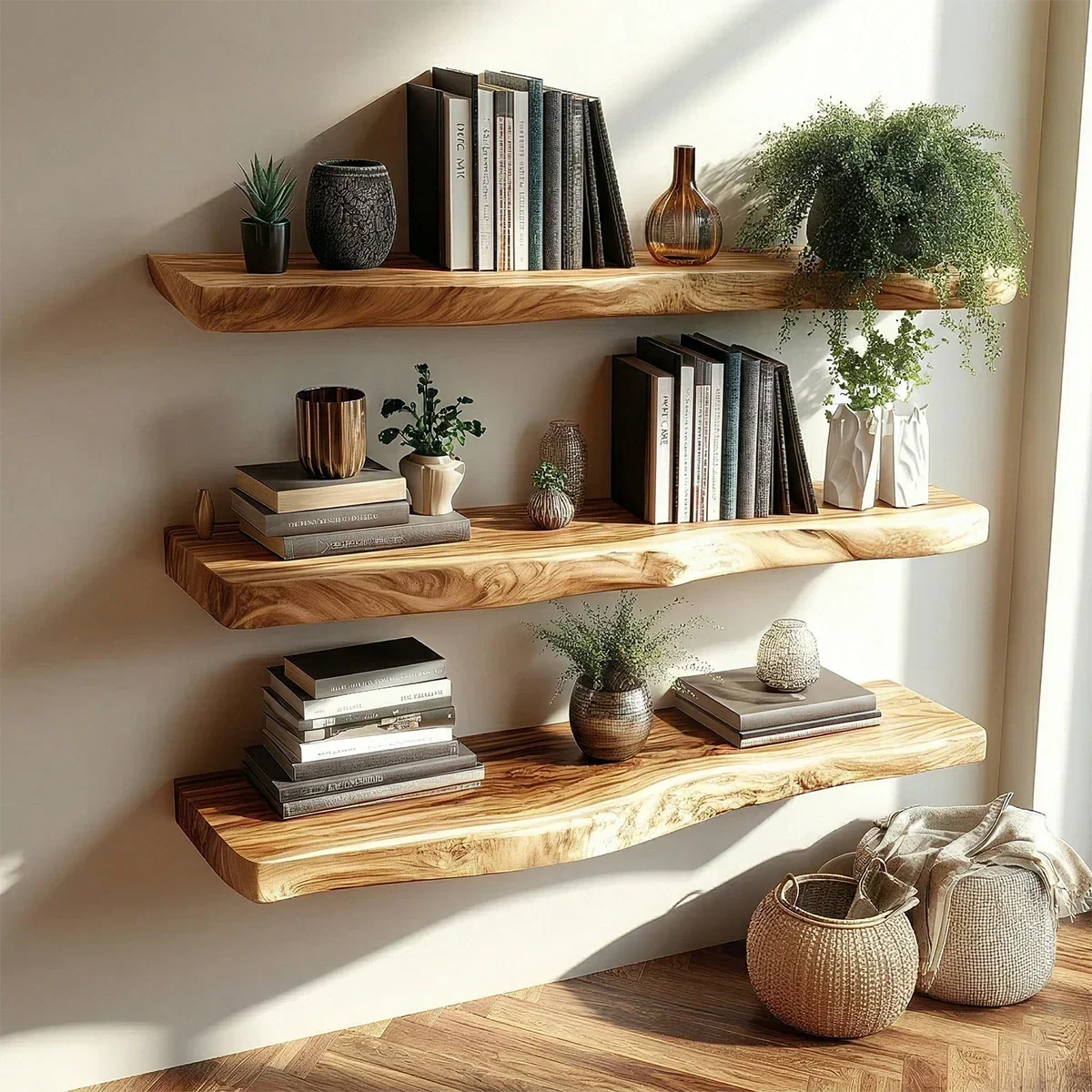 Tiered Floating Shelf Solid Wood Wall Mounted Display Storage Shelf - ArborisWood - 4
