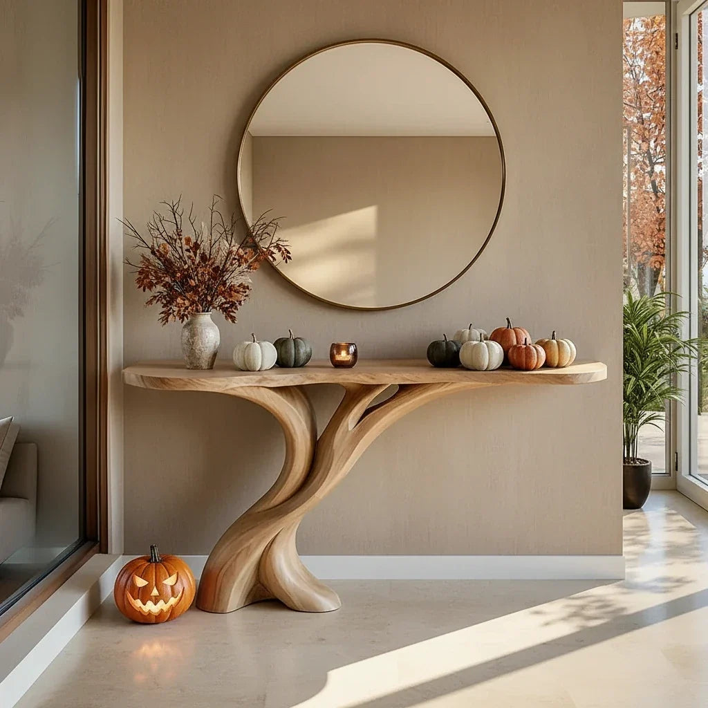 Enchanted Forest Halloween Entryway: Tree Branch Console Tables