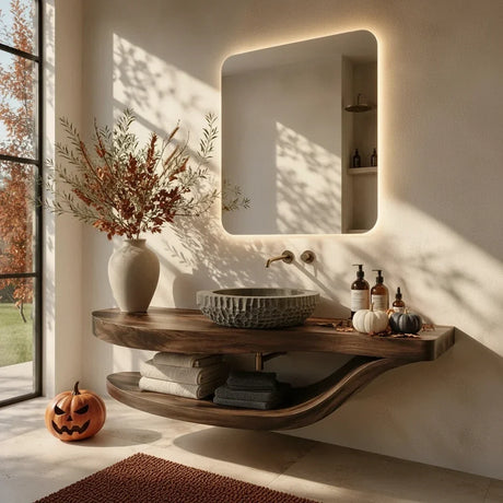 Floating Bathroom Vanity at Halloween: A Floor You Can Sweep