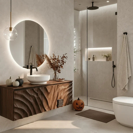 Hand-Carved Vanities: Bathroom Texture That Reads as Autumn Now