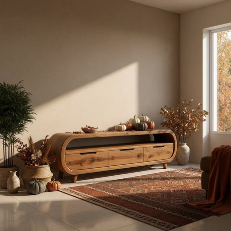 Minimalist TV Stands: Halloween Decor Without the Clutter Look
