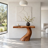 Wood Console Table with Single S-Curve Trunk Pedestal and Live-Edge Slab Top - Arboriswood - 8