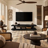 Minimalist entertainment unit with practical open shelving and clean horizontal lines