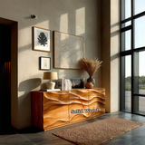 Architectural Storage Sideboard in Natural Solid Wood with Sculpted Relief - ArborisWood - 10