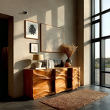 Architectural Storage Sideboard in Natural Solid Wood with Sculpted Relief - ArborisWood - 5