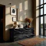 Architectural Storage Sideboard in Natural Solid Wood with Sculpted Relief - ArborisWood - 9