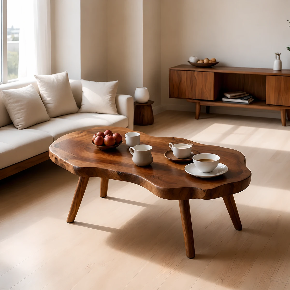 Artistic Organic Coffee Table – Solid Wood Mid-Century Living Room Table - ArborisWood - 11