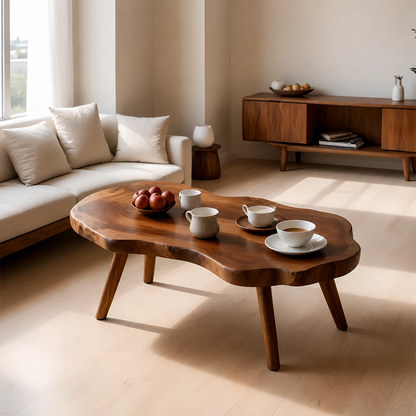 Artistic Organic Coffee Table – Solid Wood Mid-Century Living Room Table - ArborisWood - 11