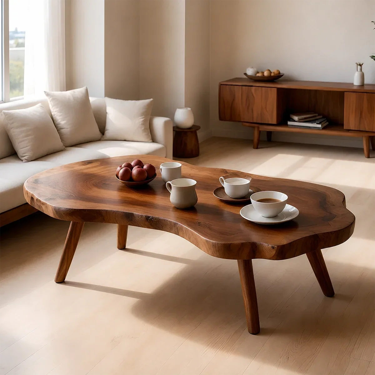 Artistic Organic Coffee Table – Solid Wood Mid-Century Living Room Table - Arboriswood - 12