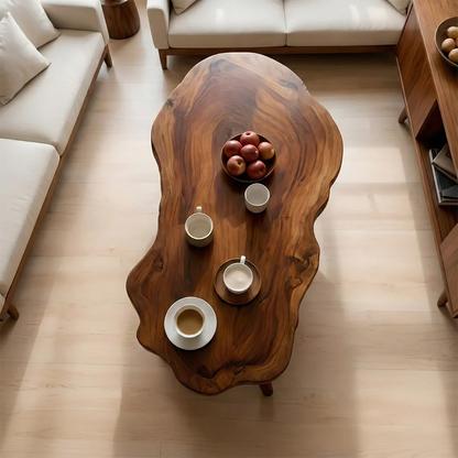 Artistic Organic Coffee Table – Solid Wood Mid-Century Living Room Table - ArborisWood - 4