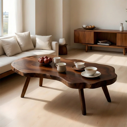 Artistic Organic Coffee Table – Solid Wood Mid-Century Living Room Table - ArborisWood - 5