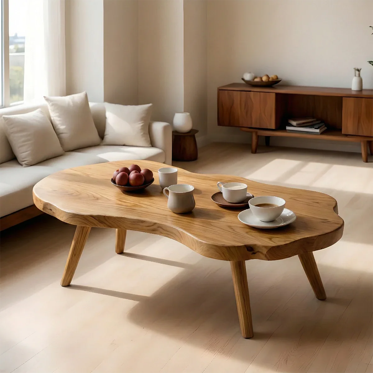 Artistic Organic Coffee Table – Solid Wood Mid-Century Living Room Table - ArborisWood - 6