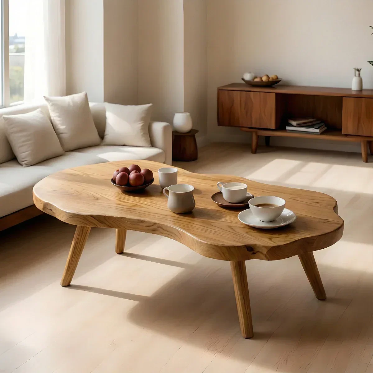 Artistic Organic Coffee Table – Solid Wood Mid-Century Living Room Table - Arboriswood - 6