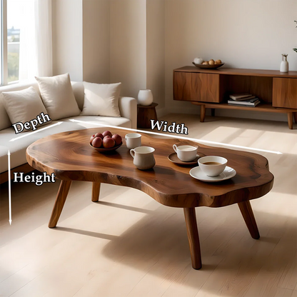 Artistic Organic Coffee Table – Solid Wood Mid-Century Living Room Table - ArborisWood - 9