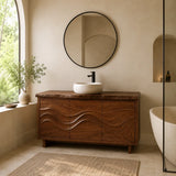 Bathroom Vanity with Flowing Wave-Carved Doors for Primary Bathrooms - Arboriswood - 2