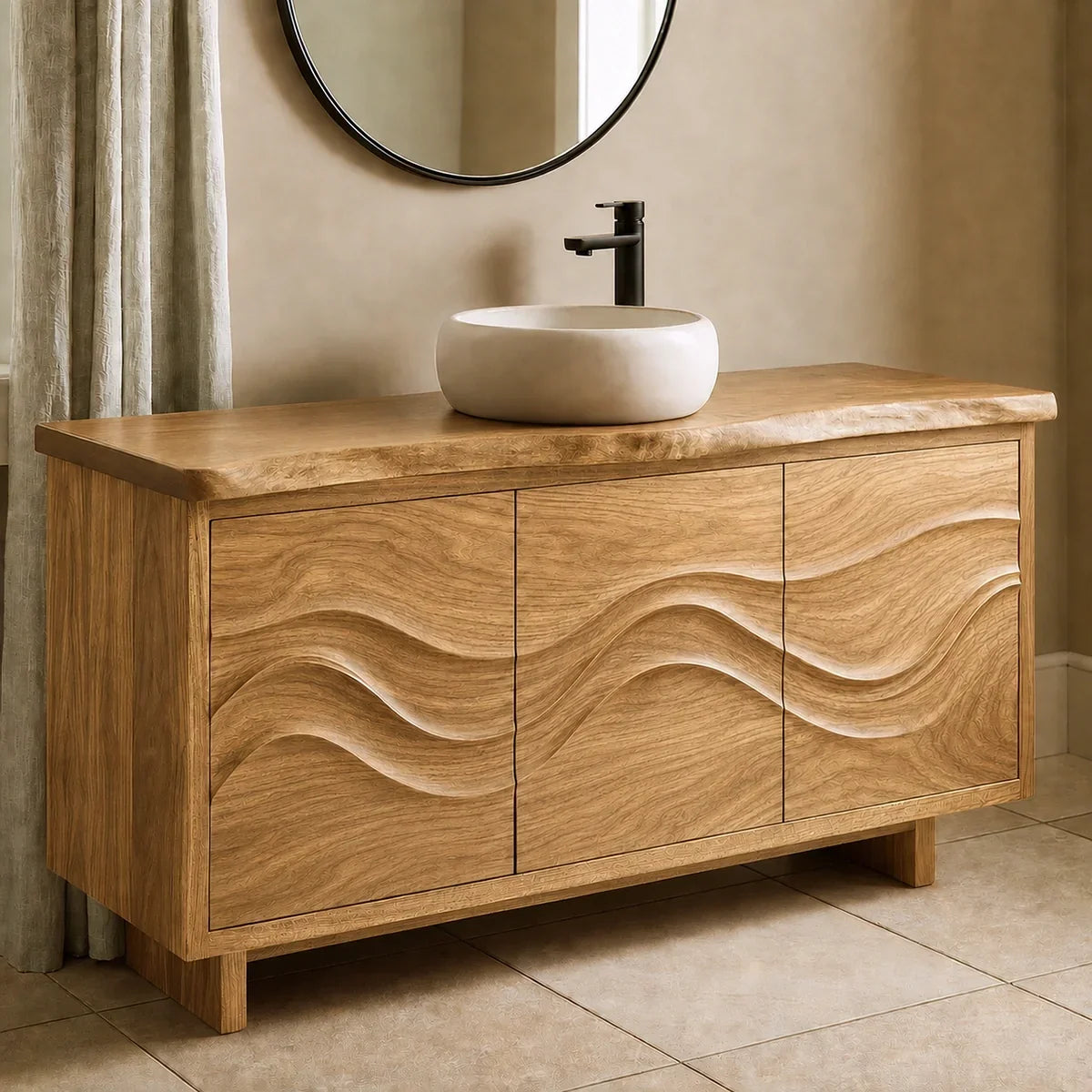 Bathroom Vanity with Flowing Wave-Carved Doors for Primary Bathrooms - Arboriswood - 5