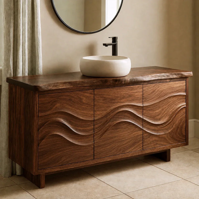 Bathroom Vanity with Flowing Wave-Carved Doors for Primary Bathrooms - Arboriswood