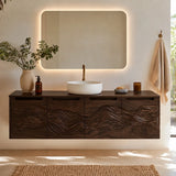 Bathroom Vanity with Hand-Carved Wave Drawers in Natural Solid Wood - Arboriswood - 10