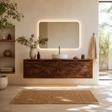 Bathroom Vanity with Hand-Carved Wave Drawers in Natural Solid Wood - Arboriswood - 1