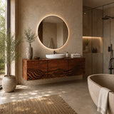 Bathroom Vanity with Hand-Carved Wave Drawers in Natural Solid Wood - Arboriswood - 3