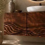 Bathroom Vanity with Hand-Carved Wave Drawers in Natural Solid Wood - Arboriswood - 4