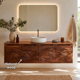 Bathroom Vanity with Hand-Carved Wave Drawers in Natural Solid Wood - Arboriswood - 5