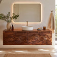 Bathroom Vanity with Hand-Carved Wave Drawers in Natural Solid Wood - Arboriswood - 7