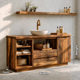 Bathroom Vanity with Open Shelving and Cabinet Doors in Natural Solid Wood - Arboriswood - 10