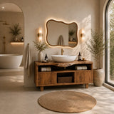 Bathroom Vanity with Open Shelving and Cabinet Storage in Natural Solid Wood - Arboriswood - 1