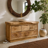 Bathroom Vanity with Sculptural Wave-Carved Drawer in Natural Solid Wood - Arboriswood - 10