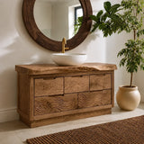 Bathroom Vanity with Sculptural Wave-Carved Drawer in Natural Solid Wood - Arboriswood - 7
