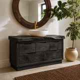 Bathroom Vanity with Sculptural Wave-Carved Drawer in Natural Solid Wood - Arboriswood - 8