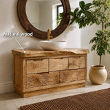Bathroom Vanity with Sculptural Wave-Carved Drawer in Natural Solid Wood - Arboriswood - 9