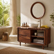 Bathroom Vanity with Two Drawers and Open Shelving in Natural Solid Wood - Arboriswood - 7