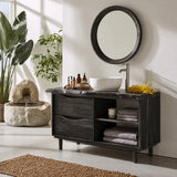 Bathroom Vanity with Two Drawers and Open Shelving in Natural Solid Wood - Arboriswood - 8