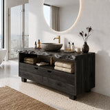 Bathroom Vanity with Two Drawers and Open Shelving in Natural Solid Wood - Arboriswood - 8