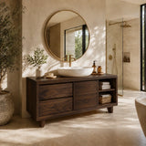 Bathroom Vanity with Two Drawers and Open Storage in Natural Solid Wood - Arboriswood - 10