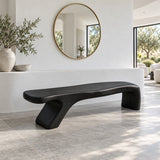 Bed Bench with Wavy One-Piece Slab Seat on Two Chunky Arched Leg Blocks - Arboriswood - 10