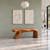 Bed Bench with Wavy One-Piece Slab Seat on Two Chunky Arched Leg Blocks - Arboriswood - 11