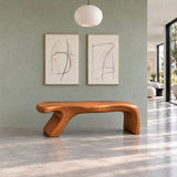 Bed Bench with Wavy One-Piece Slab Seat on Two Chunky Arched Leg Blocks - Arboriswood - 12