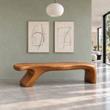 Bed Bench with Wavy One-Piece Slab Seat on Two Chunky Arched Leg Blocks - Arboriswood - 2