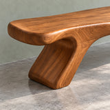Bed Bench with Wavy One-Piece Slab Seat on Two Chunky Arched Leg Blocks - Arboriswood - 4