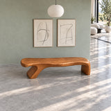 Bed Bench with Wavy One-Piece Slab Seat on Two Chunky Arched Leg Blocks - Arboriswood - 5