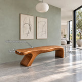 Bed Bench with Wavy One-Piece Slab Seat on Two Chunky Arched Leg Blocks - Arboriswood - 7