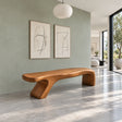 Bed Bench with Wavy One-Piece Slab Seat on Two Chunky Arched Leg Blocks - Arboriswood